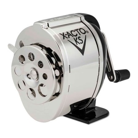 Elmers X-ACTO KS Manual Classroom Pencil Sharpener, Table/Wall-Mount, 2.75in x 4.75in x 4.25in, Blk/Nkl 1031LMR